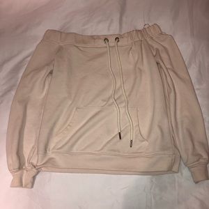 Light yellow off the shoulder sweatshirt